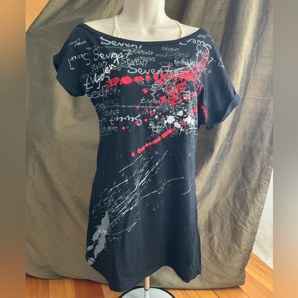 Seven7 Black Graphic Tee